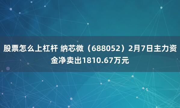 股票怎么上杠杆 纳芯微（688052）2月7日主力资金净卖出1810.67万元