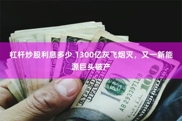 杠杆炒股利息多少 1300亿灰飞烟灭，又一新能源巨头破产