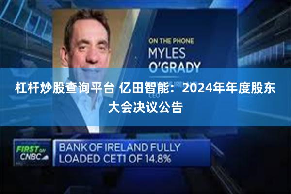 杠杆炒股查询平台 亿田智能：2024年年度股东大会决议公告