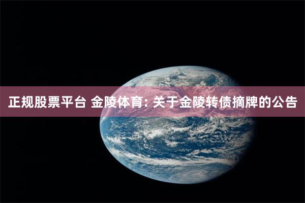 正规股票平台 金陵体育: 关于金陵转债摘牌的公告