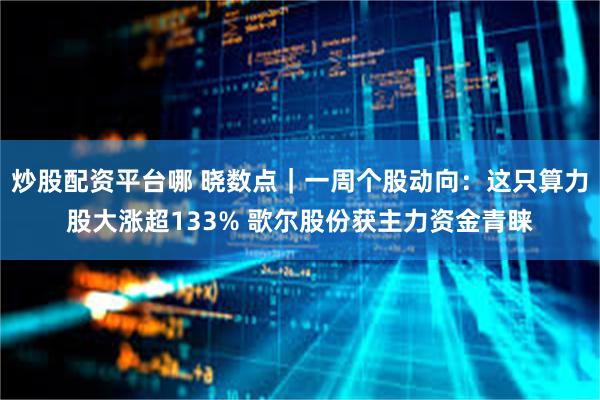 炒股配资平台哪 晓数点｜一周个股动向：这只算力股大涨超133% 歌尔股份获主力资金青睐