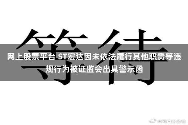 网上股票平台 ST宏达因未依法履行其他职责等违规行为被证监会出具警示函