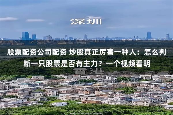 股票配资公司配资 炒股真正厉害一种人：怎么判断一只股票是否有主力？一个视频看明